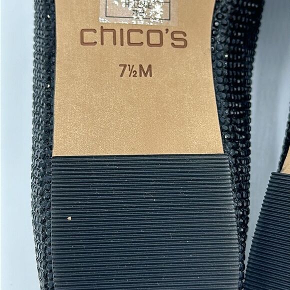 Chico's Suede Trim Rhinestone Loafers 7.5 Sparkle * - Picture 12 of 13